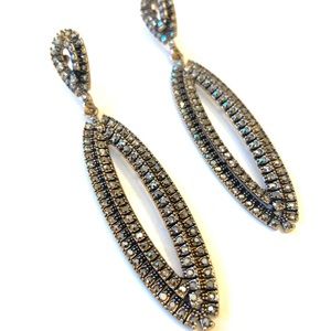 Classy bronze/silver dangling pave earrings